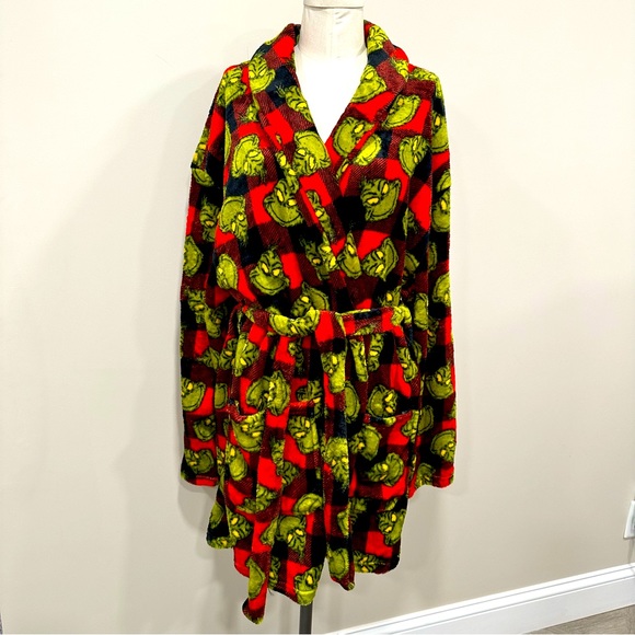 Dr. Seuss Other - THE GRINCH Women’s Plush Robe Buffalo Check Dr. Suess Size Large New